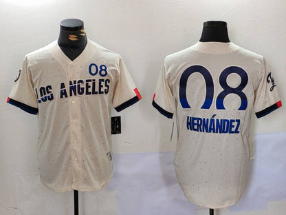 LA.Dodgers #8 Kik¨¦ Hern¨¢ndez Cream Player Limited Stitched Baseball Jerseys
