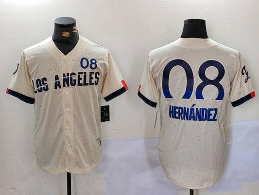LA.Dodgers #8 Kik¨¦ Hern¨¢ndez Cream Player Limited Stitched Baseball Jerseys