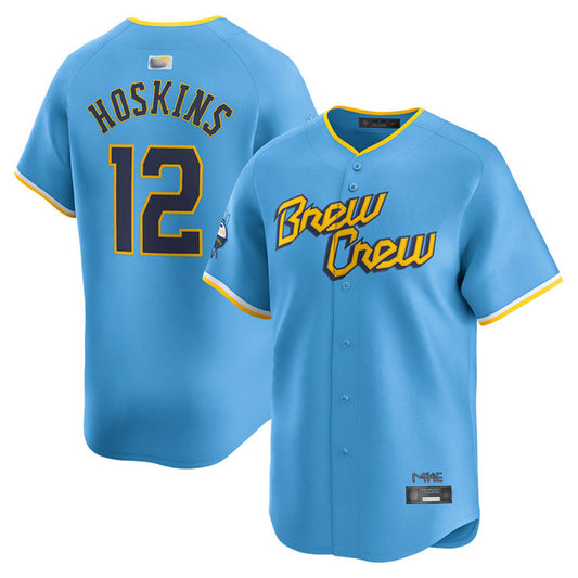 M.Brewers #12 Rhys Hoskins Player City Connect Limited Baseball Jerseys