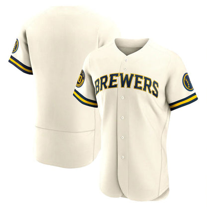 M.Brewers Blank Player Cream Home Replica Elite Baseball Jerseys
