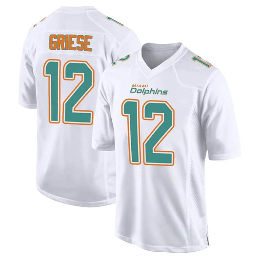 M.Dolphins #12 Bob Griese Player White Fashion Game Football Jerseys