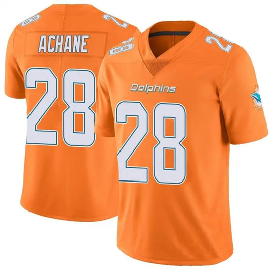 M.Dolphins #28 De¡¯Von Achane Player Orange Vapor Limited Football Jerseys