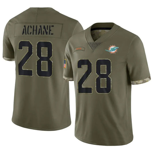M.Dolphins #28 De¡¯Von Achane Player Salute To Service Olive Football Jerseys