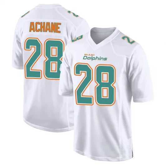 M.Dolphins #28 De¡¯Von Achane Player White Foshion Elite Football Jerseys