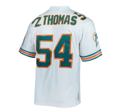 M.Dolphins #54 Zach Thomas Mitchell & Ness White 1996 Legacy Replica Player Jersey Stitched American Football Jerseys