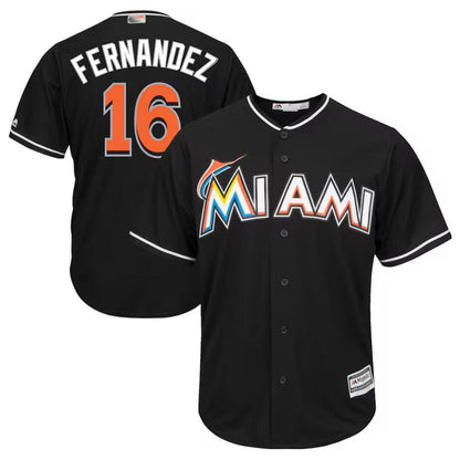 M.Marlins #16 Jose Fernandez Player Black Cool Base Replica Baseball Jerseys