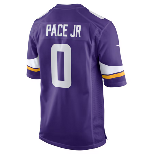 M.Vikings #0 Ivan Pace Jr Purple Game Jersey -Stitched American Football Jerseys