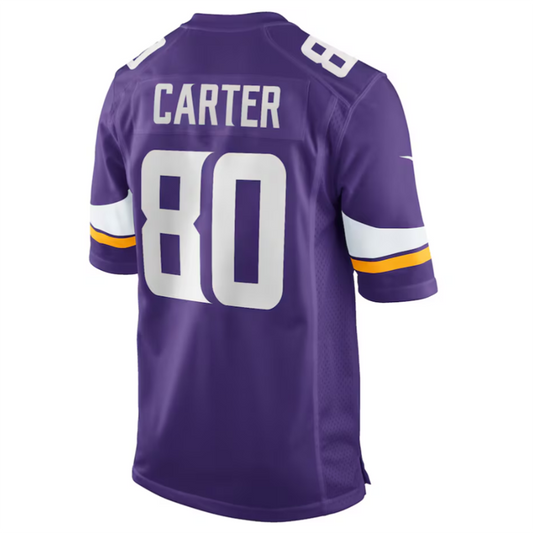 M.Vikings #80 Cris Carter Purple Game Retired Player Jersey American Stitched Football Jerseys