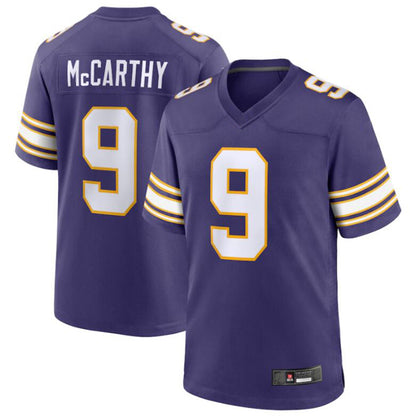 M.Vikings #9 J.J. McCarthy Purple 2024 Draft First Round Pick Player Game Jersey Football Jerseys
