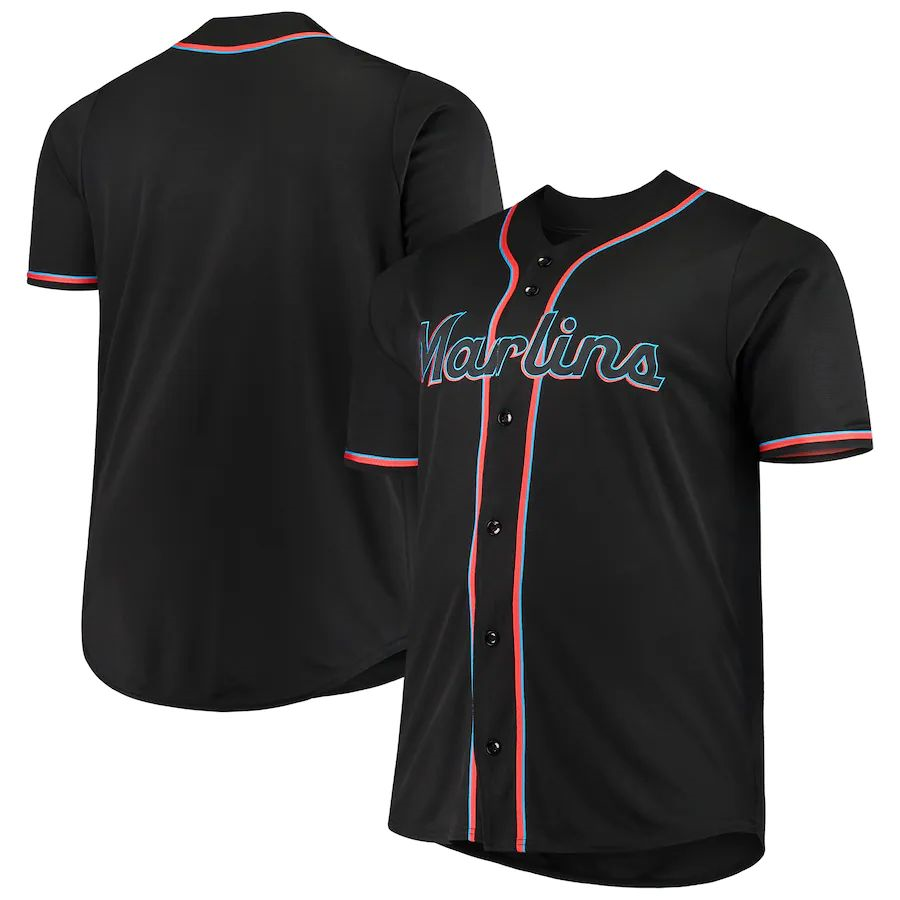 Custom Miami Marlins Majestic Black Big & Tall Alternate Replica Team Baseball Jersey