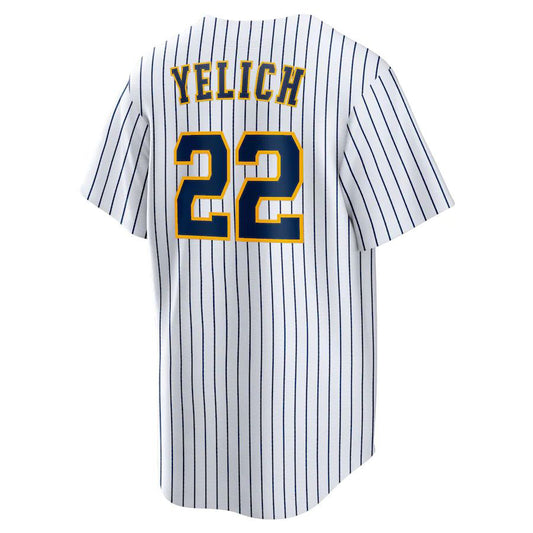 Milwaukee Brewers #22 Christian Yelich White Alternate Replica Player Game Jersey