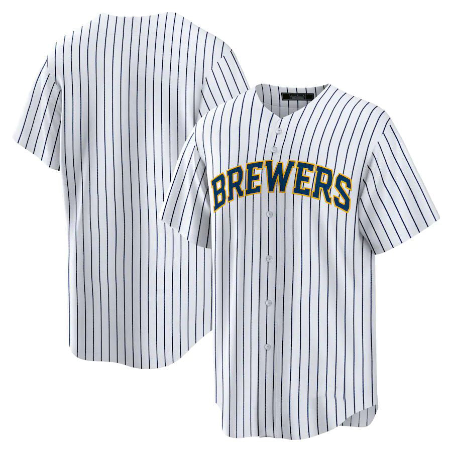 Custom Milwaukee Brewers White Home Replica Team Baseball Jerseys