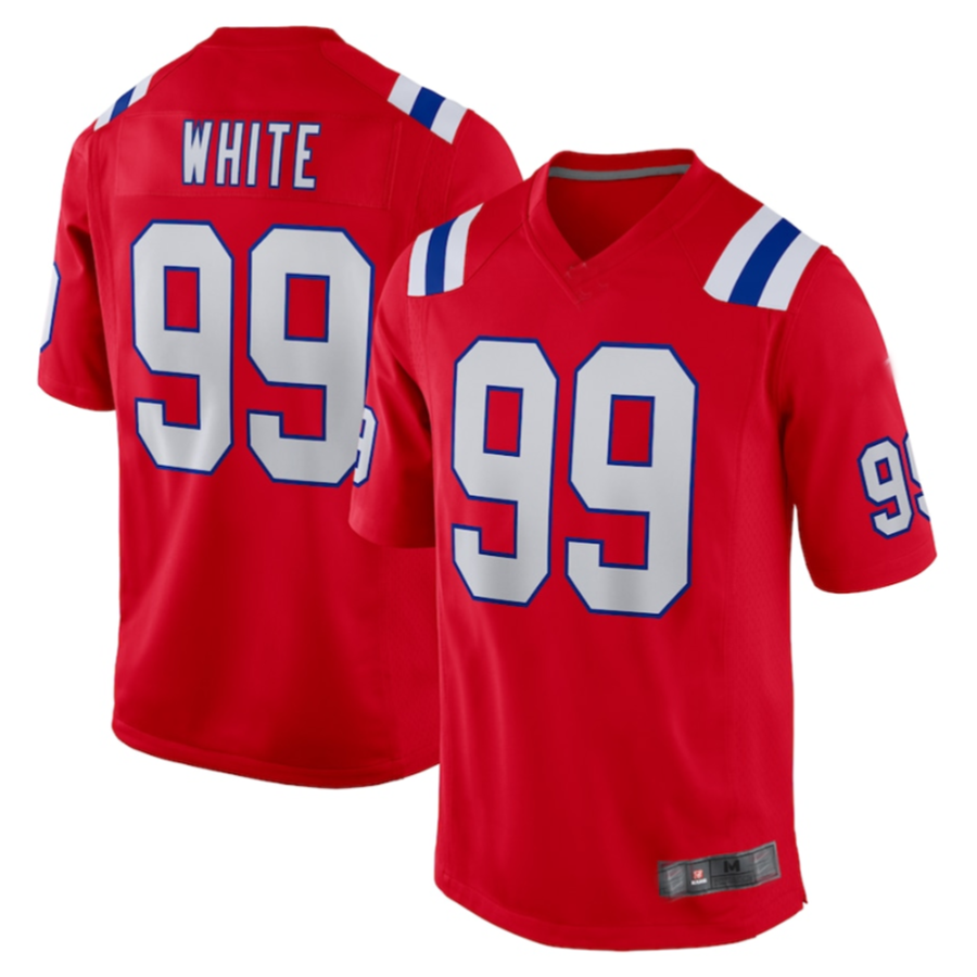 NE.Patriots #99 Keion White Red Player Team Game Jersey Stitched American Football Jerseys
