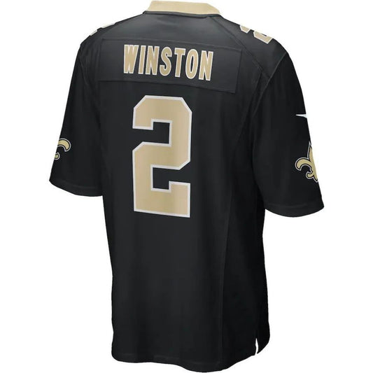 NO.Saints #2 Jameis Winston Black Player Game Jersey Stitched American Football Jerseys