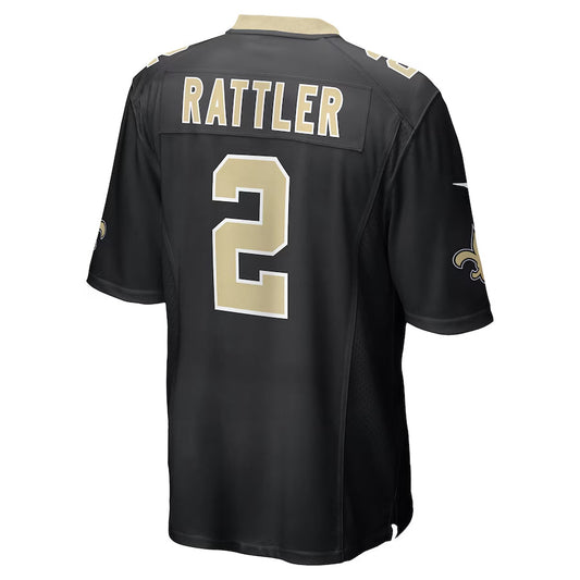 NO.Saints #2 Spencer Rattler Player Black Home Game Football Jerseys