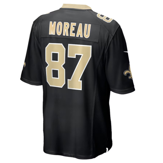 NO.Saints #87 Foster Moreau Black Game Jersey Stitched American Football Jerseys