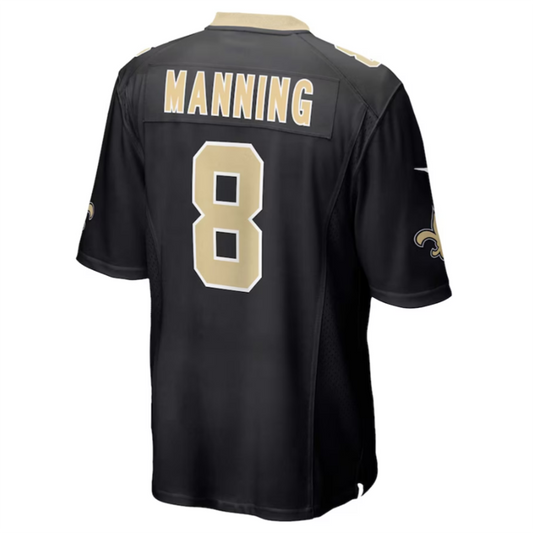 NO.Saints #8 Archie Manning Black Retired Player Game Jersey Stitched American Football Jerseys