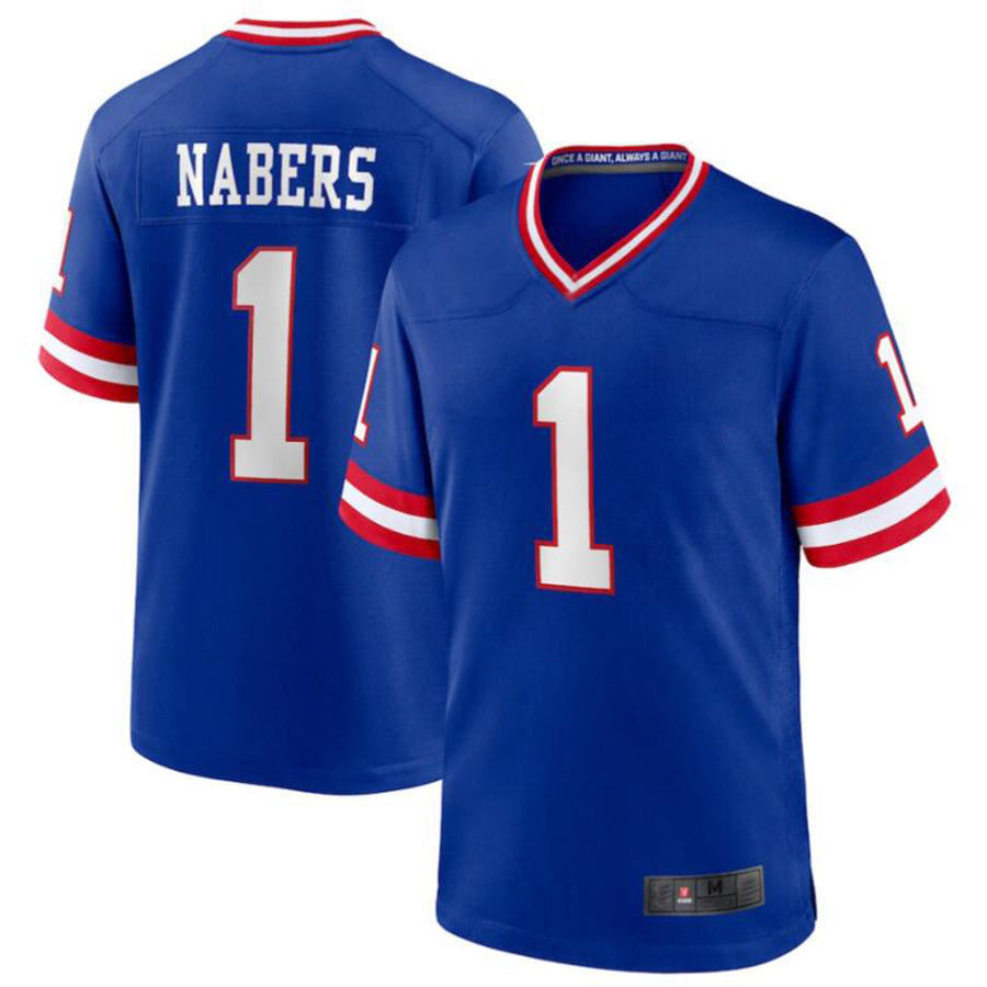 NY.Giants #1 Malik Nabers Royal 2nd Alternate 2024 Draft Game Jersey American Stitched Football Jerseys