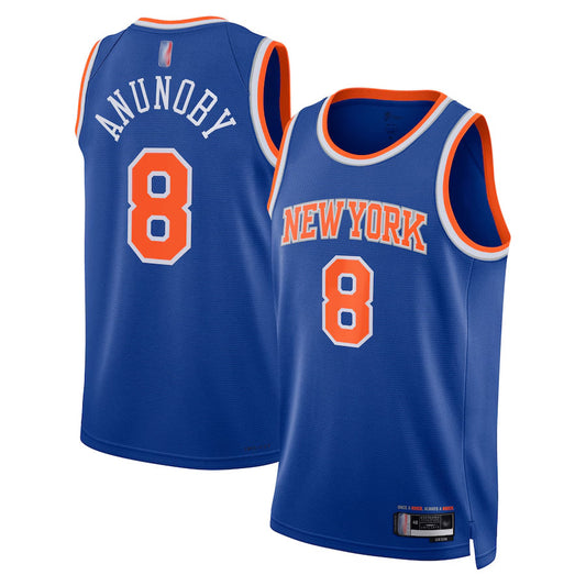 NY.Knicks #8 OG Anunoby Player Blue Swingman Icon Edition Basketball Jerseys