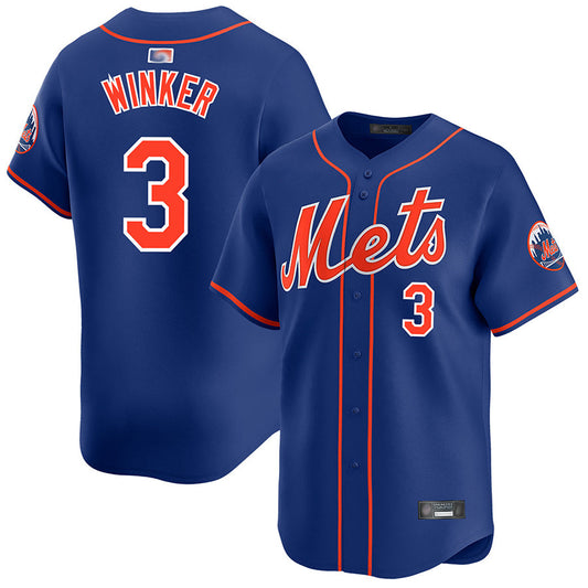 NY.Mets #3 Jesse Winker Player Royal Home Limited Baseball Jerseys