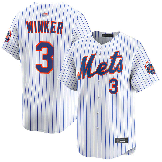 NY.Mets #3 Jesse Winker Player White Home Limited Baseball Jerseys