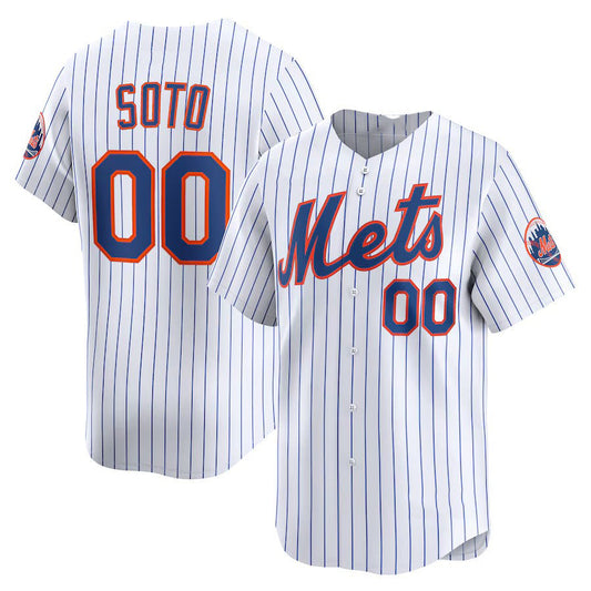 Custom New York Mets White Home Replica Player Baseball Jersey