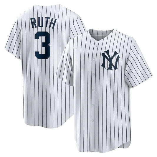 New York Yankees #3 Babe Ruth White Home Cooperstown Collection Player Jersey Baseball Jerseys