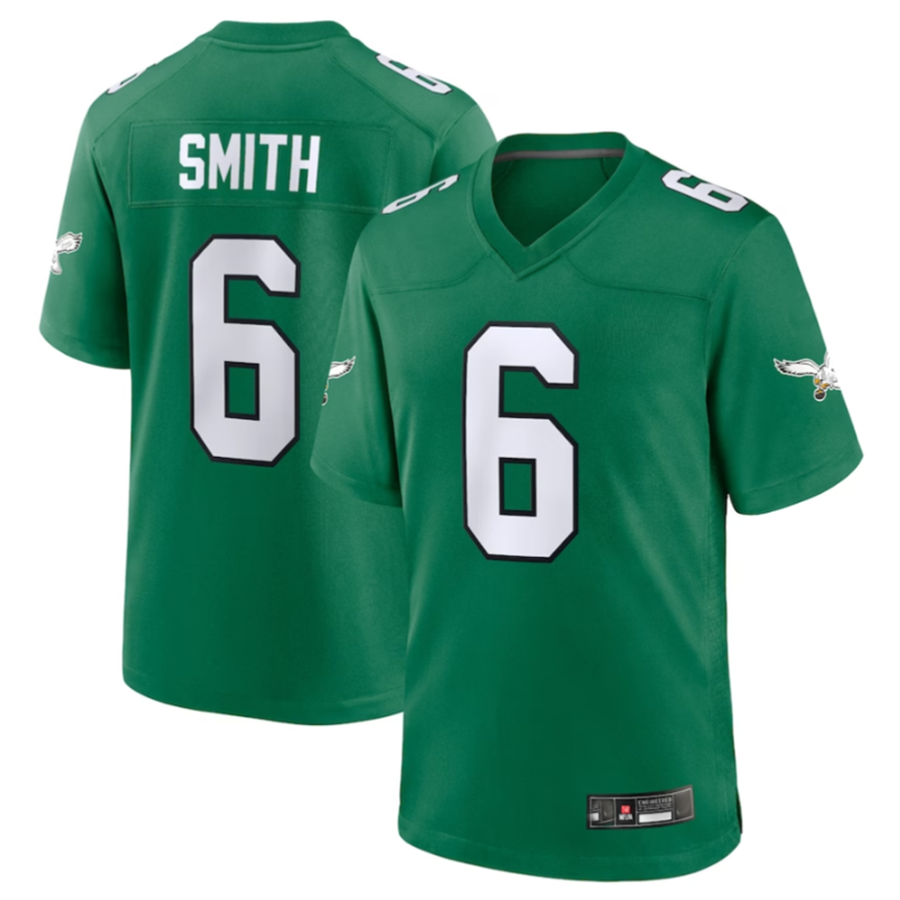 P.Eagles #6 DeVonta Smith Kelly Green Alternate Game Player Jersey Stitched American Football Jerseys