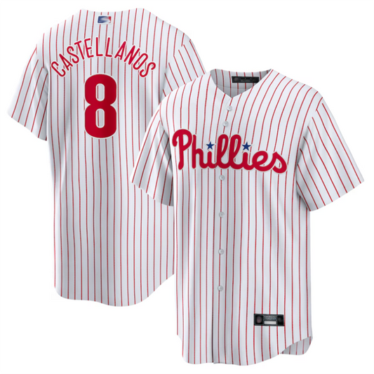 P.Phillies #8 Nick Castellanos Player White Replica Baseball Jerseys