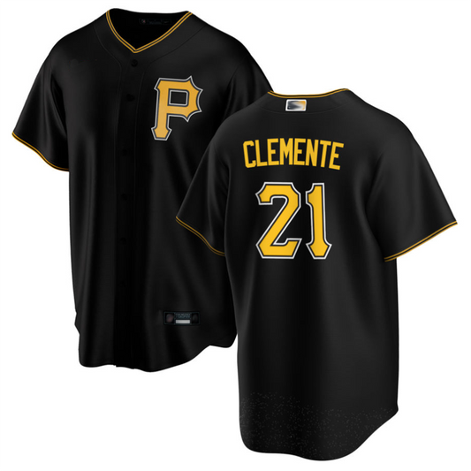P.Pirates #21 Roberto Clemente Player Black Limited Baseball Jerseys