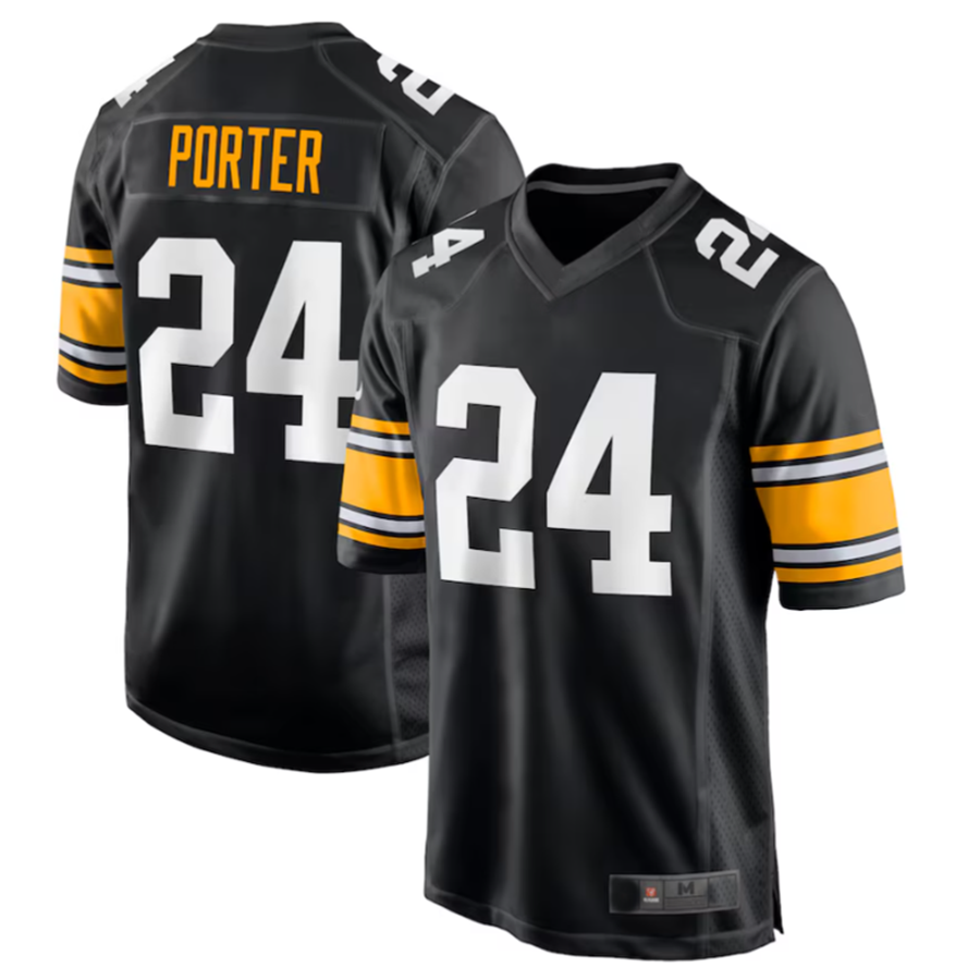 P.Steelers #24 Joey Porter Jr. Black Alternate Game Jersey American Stitched Football Jerseys