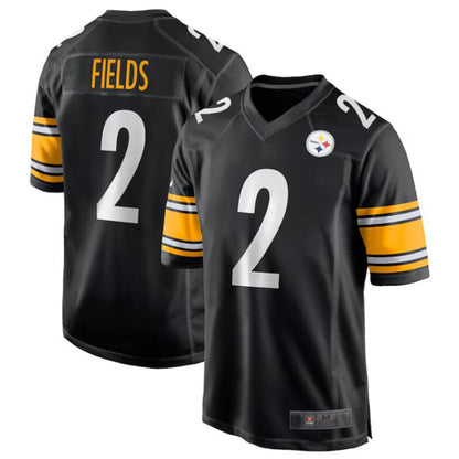 P.Steelers #2 Justin Fields Black Game Player Jersey American Stitched Football Jerseys