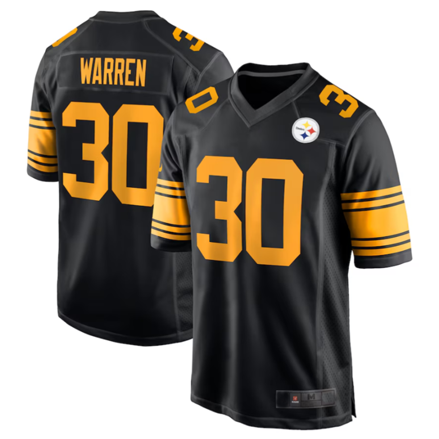 P.Steelers #30 Jaylen Warren Black Alternate Game Jersey American Stitched Football Jerseys