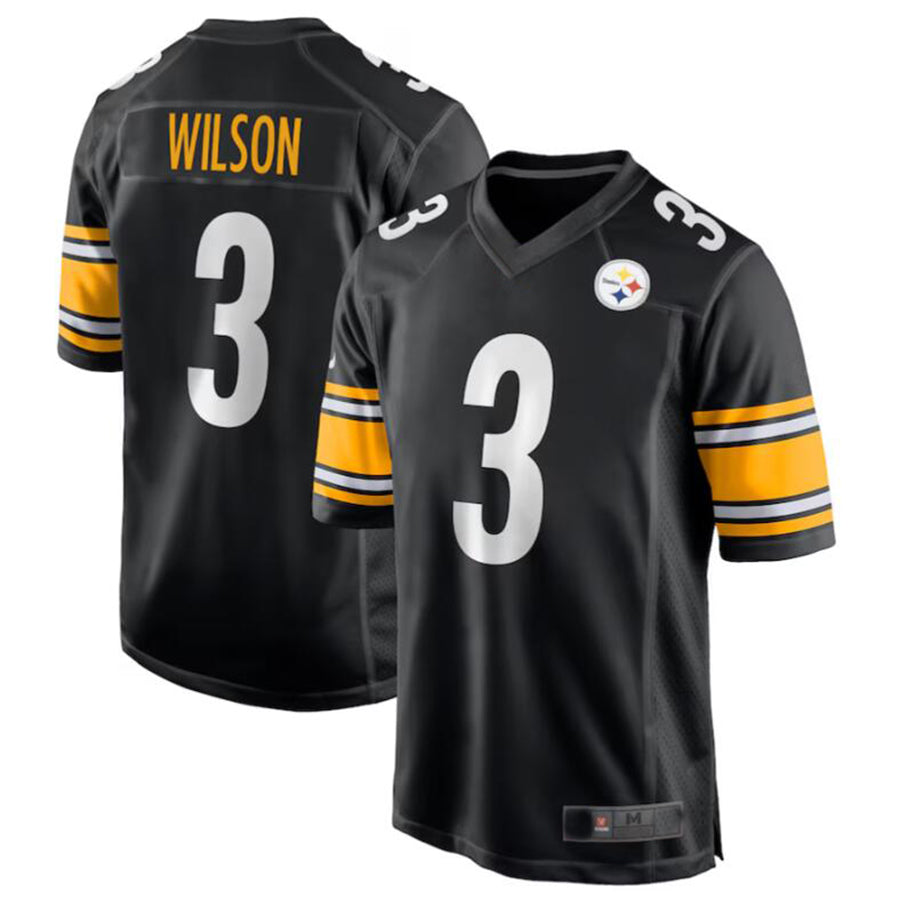 P.Steelers #3 Russell Wilson Black Game Jersey American Stitched Football Jerseys