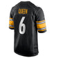 P.Steelers #6 Patrick Queen Black Game Player Jersey American Stitched Football Jerseys