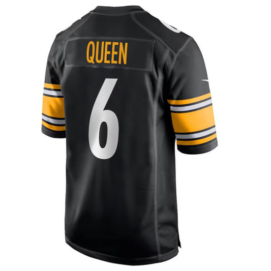 P.Steelers #6 Patrick Queen Black Game Player Jersey American Stitched Football Jerseys