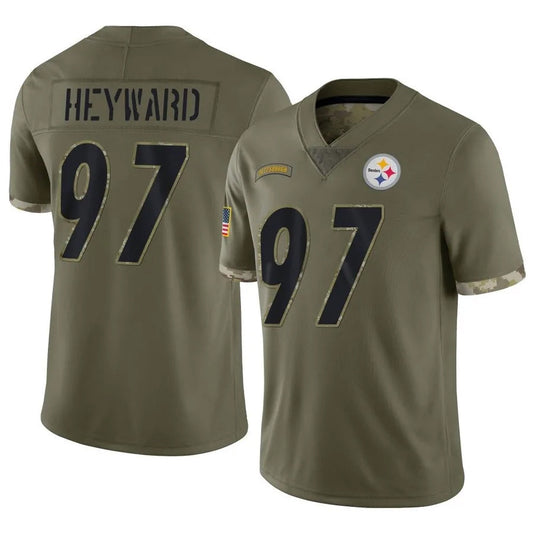 P.Steelers #97 Cameron Heyward Player Salute To Service Football Jersey - Limited Olive