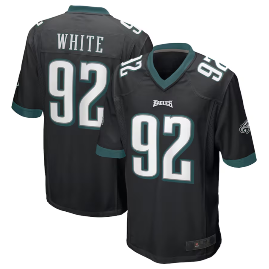 P.Eagles #92 Reggie White Black Retired Game Jersey Stitched American Football Jerseys