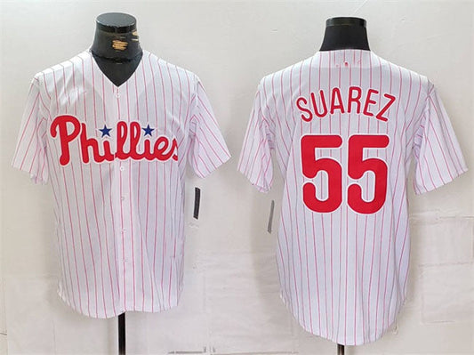 P.Phillies #55 Ranger Su¨¢rez Player Game Jersey White Cool Base Stitched Baseball Jerseys