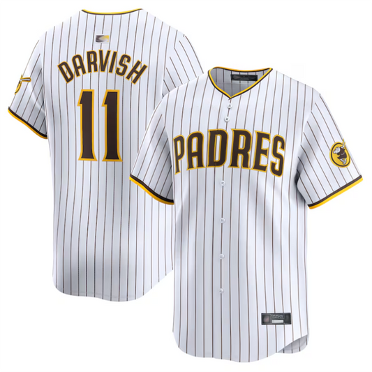 S.Diego Padres #11 Yu Darvish Player White Home Limited Baseball Jerseys