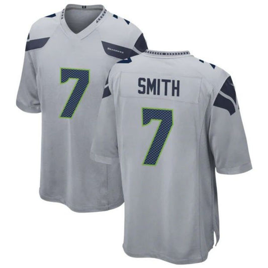 S.Seahawks #7 Geno Smith Gray Game Jersey Stitched American Football Jerseys