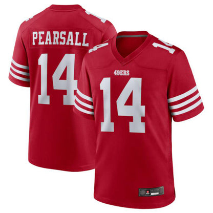 SF.49ers #14 Ricky Pearsall Scarlet 2024 Draft First Round Pick Player Game Football Jerseys