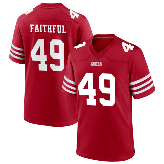 SF.49ers #49 The Faithful Player Scarlet Home Game Football Jerseys