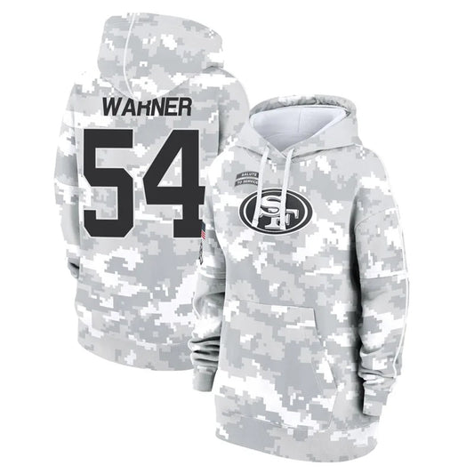 SF.49ers #54 Fred Warner Player Arctic Camo Salute to Service Hoodies Football Jerseys