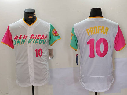 S.Diego Padres #10 Jurickson Profar Player White City Connect Flex Base Stitched Baseball Jerseys