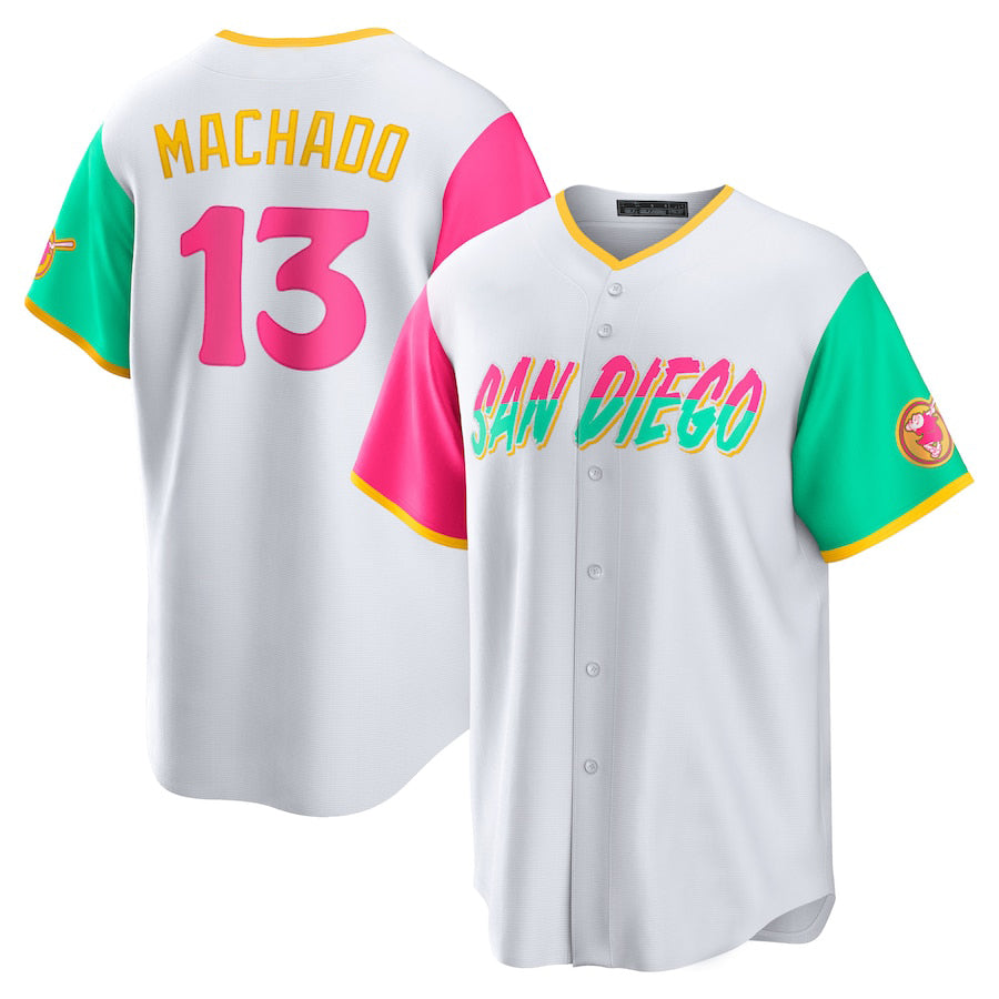 San Diego Padres #13 Manny Machado White 2022 City Connect Replica Player Jersey