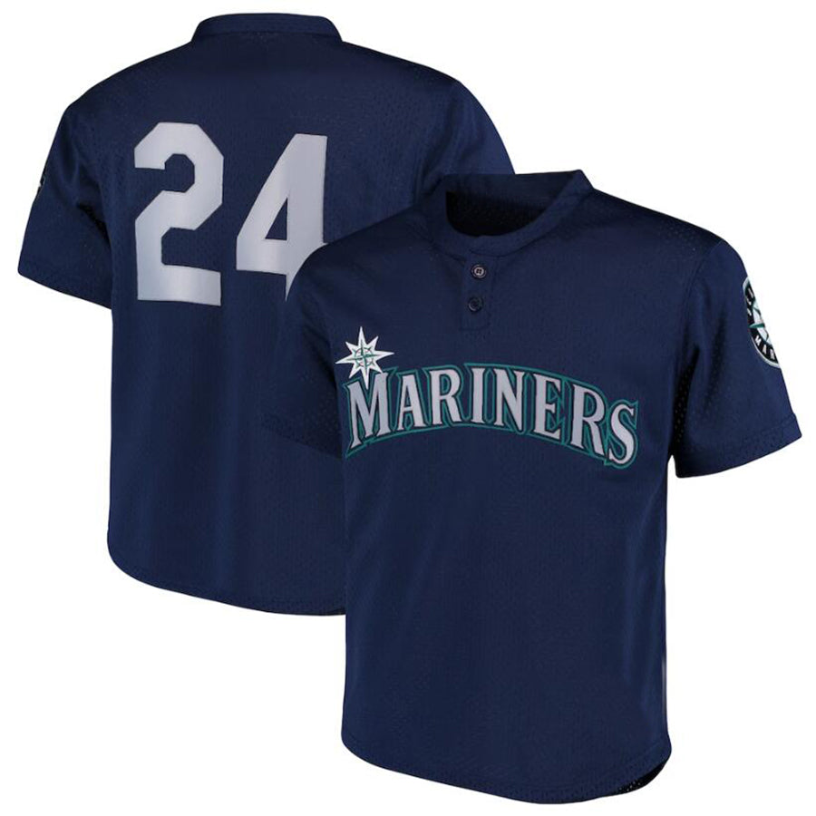 Seattle Mariners #24 Ken Griffey Jr. Navy Cooperstown Collection Mesh Batting Practice Player Jersey