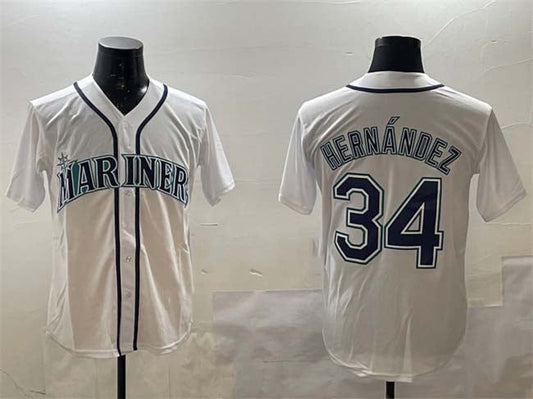 S.Mariners #34 F¨¦lix Hern¨¢ndez Player White Cool Base Stitched Baseball Jerseys