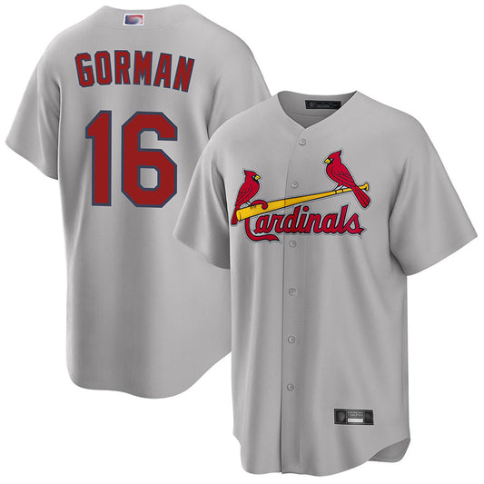 St.Louis Cardinals #16 Nolan Gorman Player Road Replica Baseball Jerseys