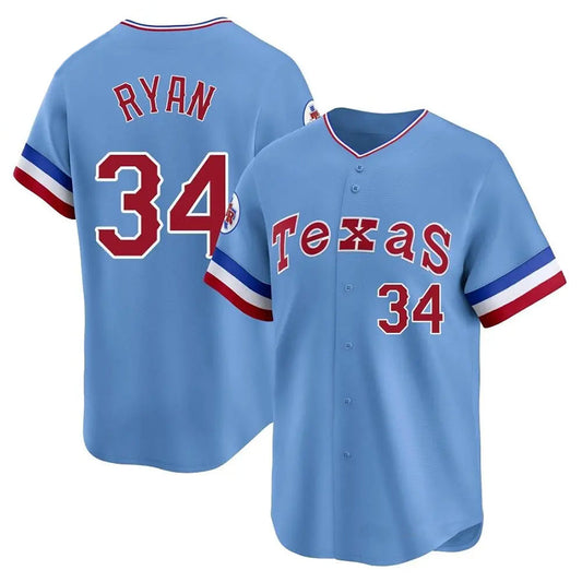 T.Rangers #34 Nolan Ryan Player Light Blue City Connect Baseball Jerseys